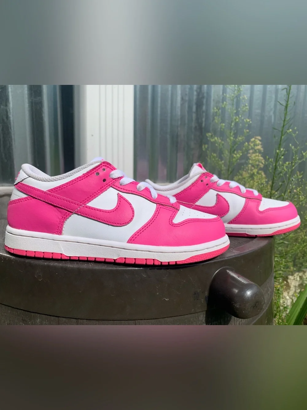 Kids Nike Pink and White Low-Top Dunk Sneakers Nike FB9108-102 Size 2Y